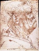 LEONARDO da Vinci Grotesque profile of a man oil on canvas